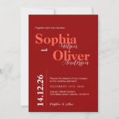 Bold Cherry Red Minimalistisch Wedding Einladung (Vorderseite)