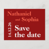 Bold Cherry Red Typografy Save the Date Postkarte (Vorderseite)