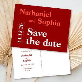 Bold Cherry Red Typografy Save the Date Postkarte