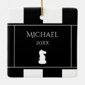 Bold Chessboard Schach Knight Weihnachten Keramikornament (Rückseite)