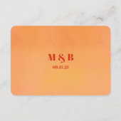 Bold Chic Orange Sunset Monogram Wedding Details Begleitkarte (Rückseite)