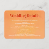 Bold Chic Orange Sunset Monogram Wedding Details Begleitkarte (Vorderseite)