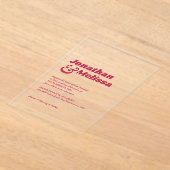 Bold Chic Retro Hot Pink Typografy Wedding Acryleinladungen (Ablage )