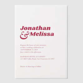 Bold Chic Retro Hot Pink Typografy Wedding Pergament Einladungen