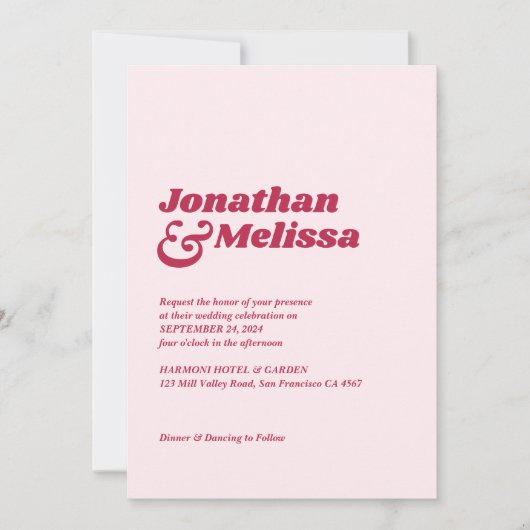 Bold Chic Retro Viva Magenta Rosa Wir tun Hochzeit Einladung (Vorderseite)