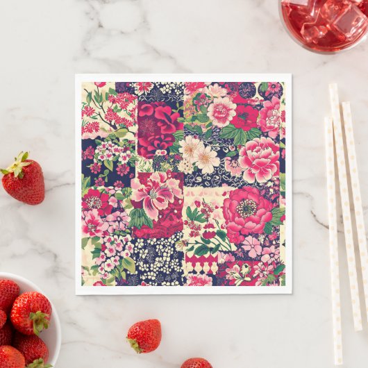 Bold Chinese Floral Patchwork Serviette (Beispiel)