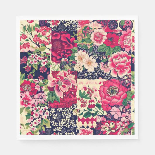 Bold Chinese Floral Patchwork Serviette (Vorderseite)