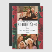 Bold Christmas Poinsettia Botanical 2-Foto Magnetkarte (Vorne/Hinten)