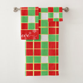 Bold Christmas Red & Green Kariert Glaube Badhandtuch Set