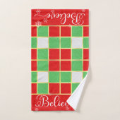 Bold Christmas Red & Green Kariert Glaube Badhandtuch Set (Handtuch)