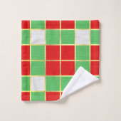 Bold Christmas Red & Green Kariert Glaube Badhandtuch Set (Waschlappen)