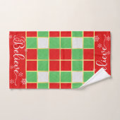Bold Christmas Red & Green Kariert Glaube Badhandtuch Set (Handtuch)