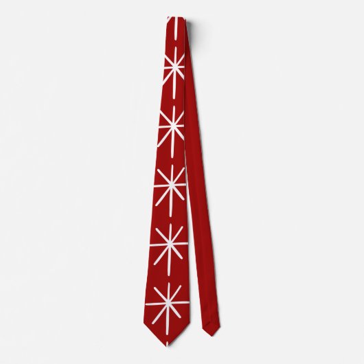 Bold Christmas Star MOD MidCentury Red Snowflake Krawatte (Vorderseite)