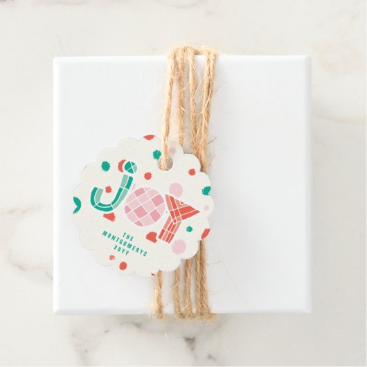 Bold Chunky Geometric Joy Colorful Dots Modern Geschenkanhänger (Beispiel)