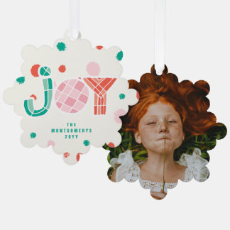 Bold Chunky Geometric Joy Colorful Dots Modern Ornament Karte