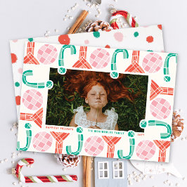 Bold Chunky Geometric Joy Colorful Modern Foto Feiertagskarte