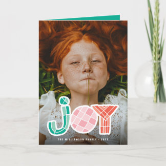 Bold Chunky Geometric Joy Colorful Modern Foto Feiertagskarte