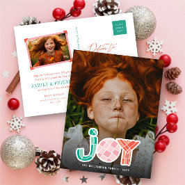 Bold Chunky Geometric Joy Colorful Modern Foto Feiertagspostkarte