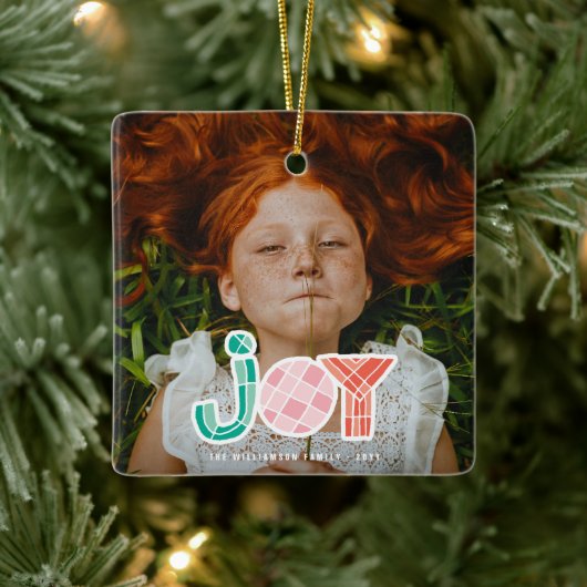 Bold Chunky Geometric Joy Colorful Modern Foto Keramikornament (Baum)