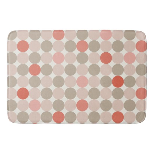 Bold Circle Pattern Bath Mat in Red Pink Mocha Badematte (Vorderseite)