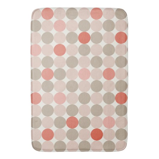 Bold Circle Pattern Bath Mat in Red Pink Mocha Badematte (Vorderseite Vertikal)