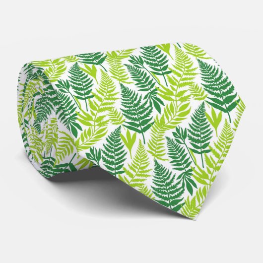 Bold Citrus Green Statement Botanical Fern Pattern Krawatte (Gerollt)