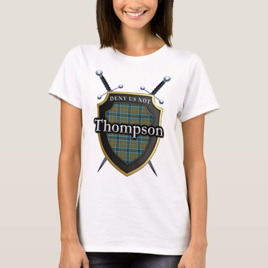 Bold Clan Thompson Tartan Scottish Shield T-Shirt (Vorderseite)