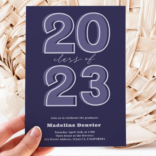 Bold Class of 2023 script blue Fotos Abschluss Einladung