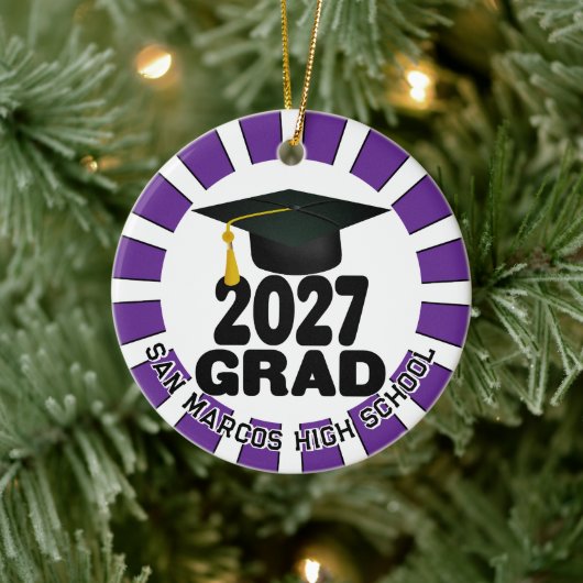 Bold Class of 2027 Photo Graduation Keramik Ornament (Baum)