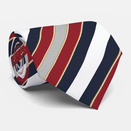 Bold Classic Navy Red White Candy Stripe Krawatte (Gerollt)