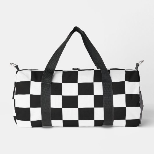 Bold Classic Retro Black and White Checkered Duffle Bag (Vorderseite)