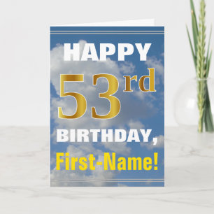 Bold, Cloudy Sky, Imitate Gold 53. Geburtstag + Na Karte