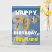 Bold, Cloudy Sky, Imitate Gold 79. Geburtstag + Na Karte (Gelbe Blume)