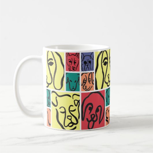 Bold Color Dog Faces Kaffeetasse (Links)