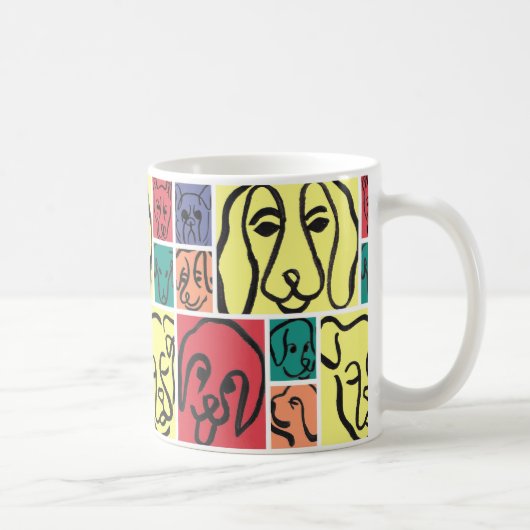 Bold Color Dog Faces Kaffeetasse (Rechts)