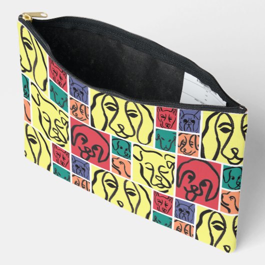 Bold Color Dog Faces Zubehörtasche (Offen)