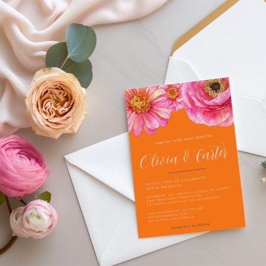 Bold Color Floral Wedding Invitation Einladung