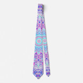 Bold Colorful Eclectic Groovy Boho Hippie Mandala Krawatte (Vorderseite)