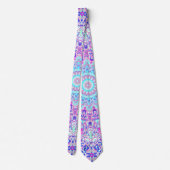 Bold Colorful Eclectic Groovy Boho Hippie Mandala Krawatte (Rückseite)