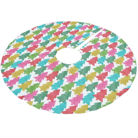 Bold Colorful Paper Christmas Trees Polyester Weihnachtsbaumdecke (Schrägansicht)