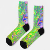 Bold Colorful Psychedelic Funky Acid Trip Fraktal Socken (Linkes Detail)