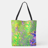 Bold Colorful Psychedelic Funky Acid Trip Fraktal Tasche (Rückseite)