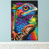 Bold Colorful Rainbow Lizard Gecko Süße Tier Art Leinwanddruck (Insitu (Holzboden))