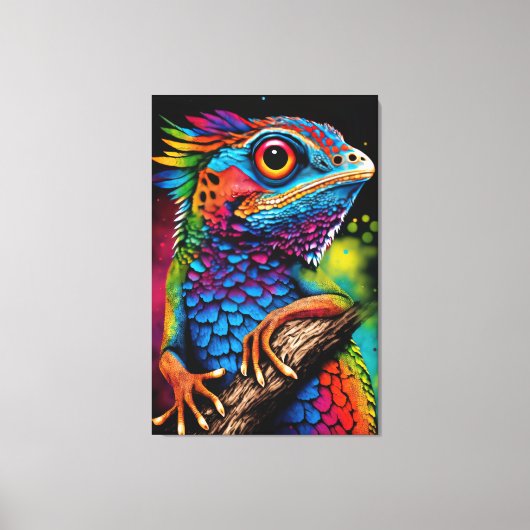 Bold Colorful Rainbow Lizard Gecko Süße Tier Art Leinwanddruck (Vorderseite)
