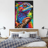 Bold Colorful Rainbow Lizard Gecko Süße Tier Art Leinwanddruck (Insitu (Schlafzimmer))
