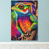 Bold Colorful Rainbow Lizard Gecko Süße Tier Art Leinwanddruck (Insitu (Holzboden))