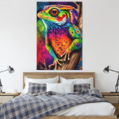 Bold Colorful Rainbow Lizard Gecko Süße Tier Art Leinwanddruck (Insitu (Schlafzimmer))