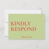 Bold Colorful Retro Funky Modern Bright Wedding RSVP Karte (Rückseite)