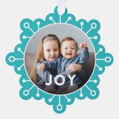Bold Colorful Snowflake Joy Foto Weihnachten Ornament Karte (Vorderseite)