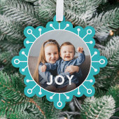 Bold Colorful Snowflake Joy Foto Weihnachten Ornament Karte